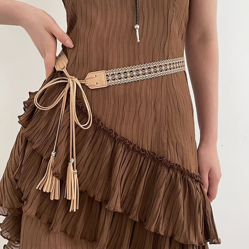 Women's Hollow Flower Bohemia Style Waist Rope Belt - image 4