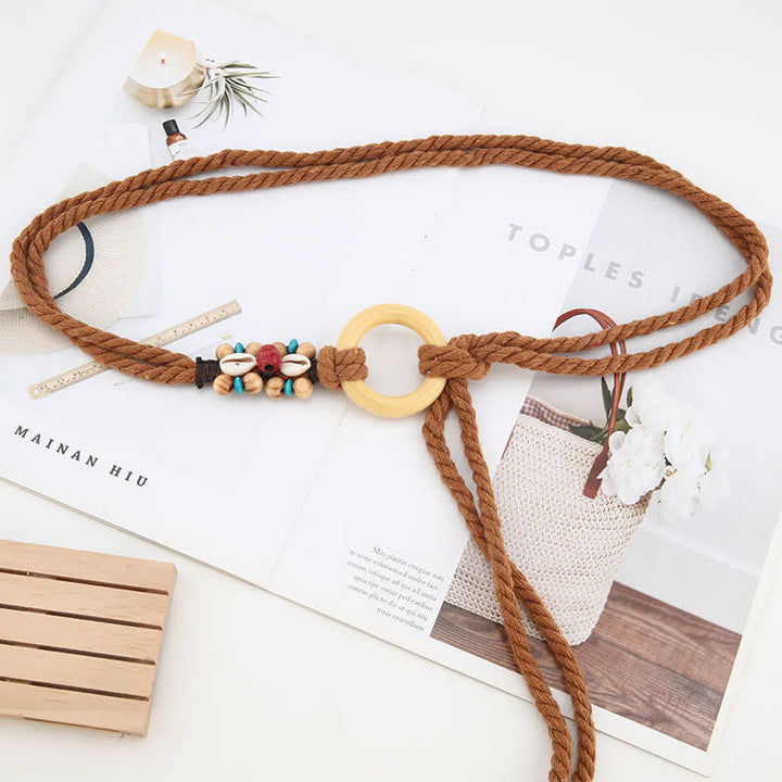 Women's Tribal Decor Ring Link Boho Waist Rope Belt - image 9