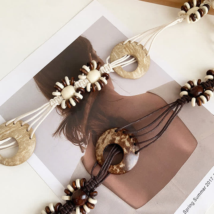 Women's Beaded Boho Lace Up Braided Waist Rope Belt - image 4