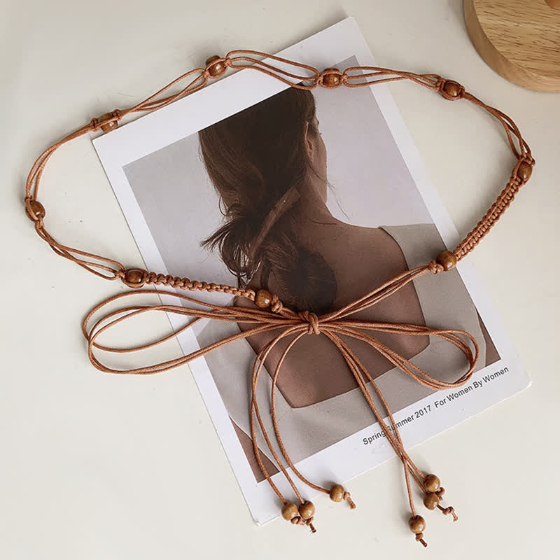 Women's Bead Decor Bohemia Braided Waist Rope Belt - image 5