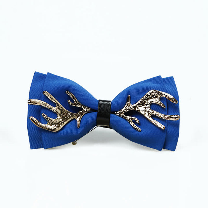 Men's Metal Deer Antler Decoration Bow Tie - Dark Gray & Gold - image 7