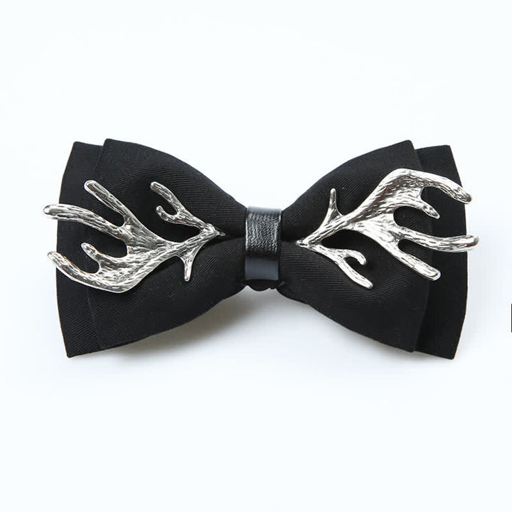 Men's Metal Deer Antler Decoration Bow Tie - Black & Silver - image 5