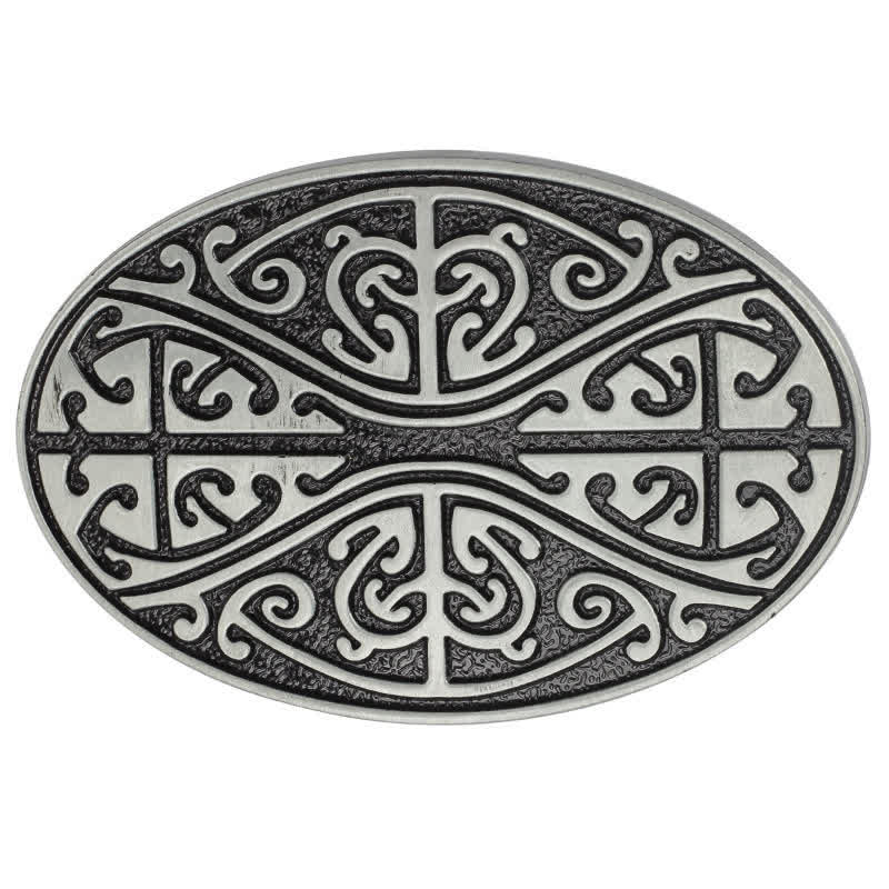 Men's DIY Celtic Cross Pattern Buckle Leather Belt - image 2