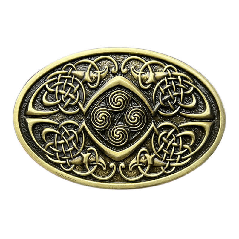 Men's DIY Viking Celtic Knot Buckle Leather Belt