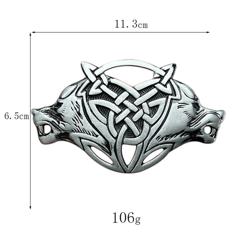 Men's DIY Wolf Head Celtic Knot Buckle Leather Belt - image 2