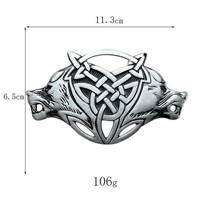 Men's DIY Wolf Head Celtic Knot Buckle Leather Belt - image 2