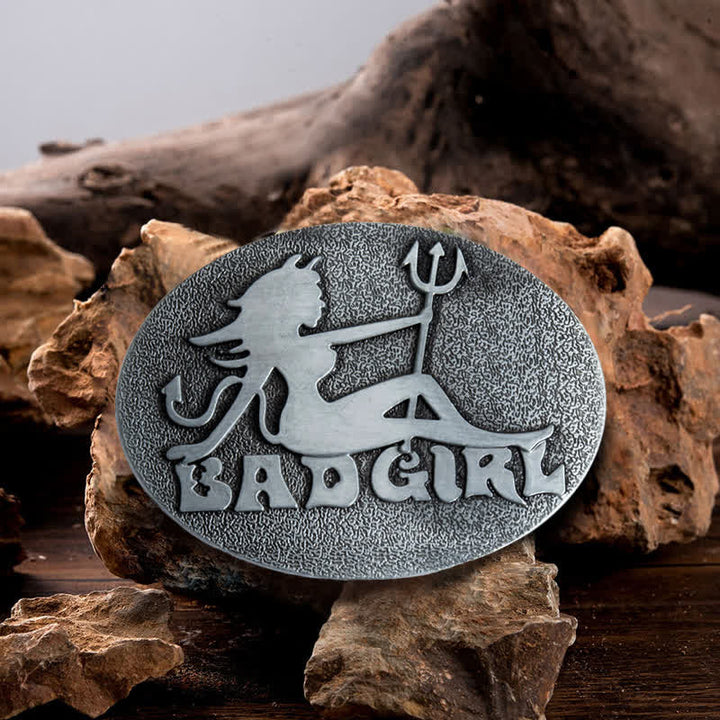 Men's DIY Bad Girl Good Girl Buckle Leather Belt - Bad Girl - Without Belt - image 0