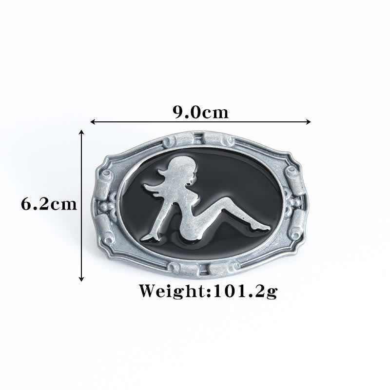 Men's DIY Punk Lady Silhouette Buckle Leather Belt - image 3