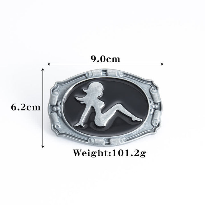 Men's DIY Punk Lady Silhouette Buckle Leather Belt - image 3