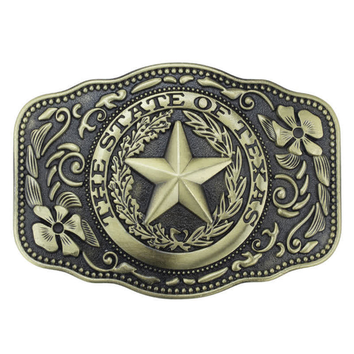 Men's DIY Five Star Texas State Buckle Leather Belt - Antique Bronze - Without Belt - image 12