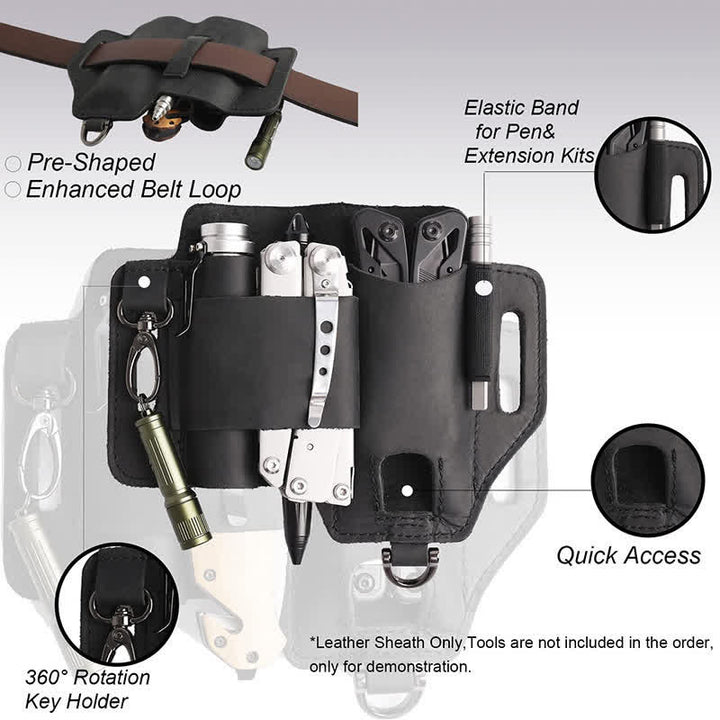 Multifunctional EDC Tools Organizer Leather Belt Bag - image 2