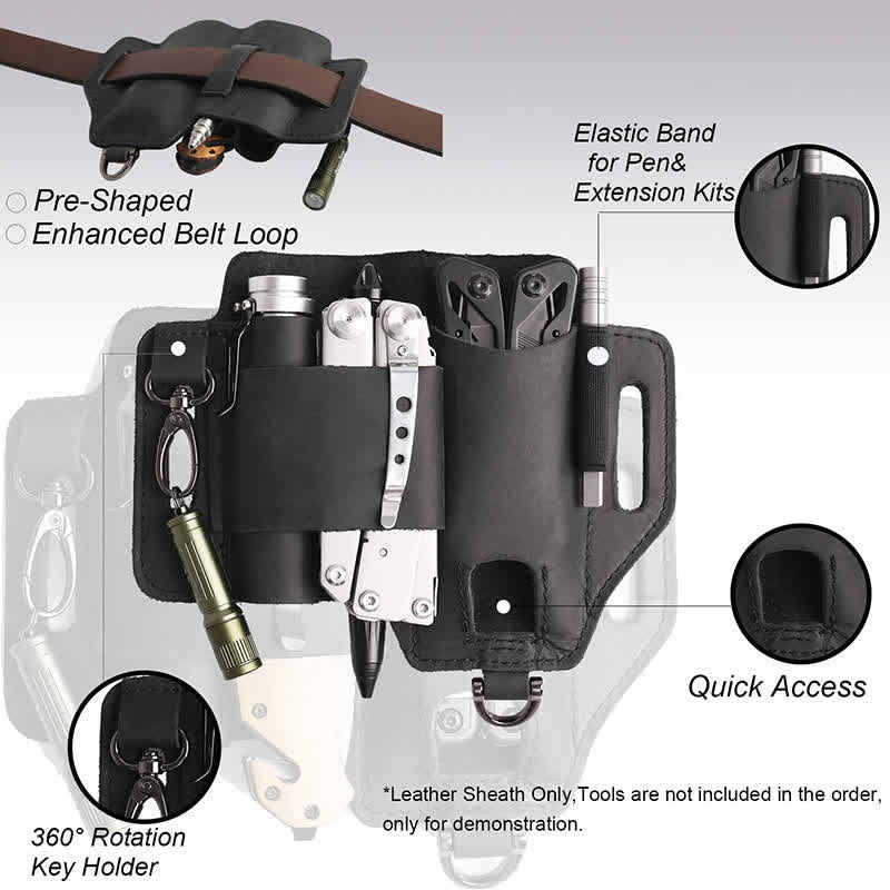 Multifunctional EDC Tools Organizer Leather Belt Bag - image 2