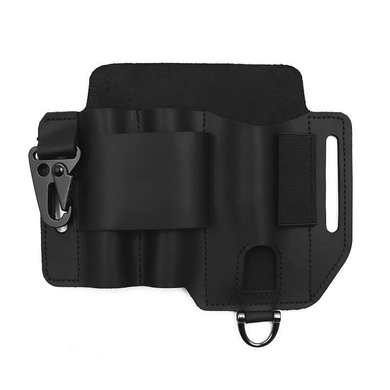 Multifunctional EDC Tools Organizer Leather Belt Bag - Black - image 1