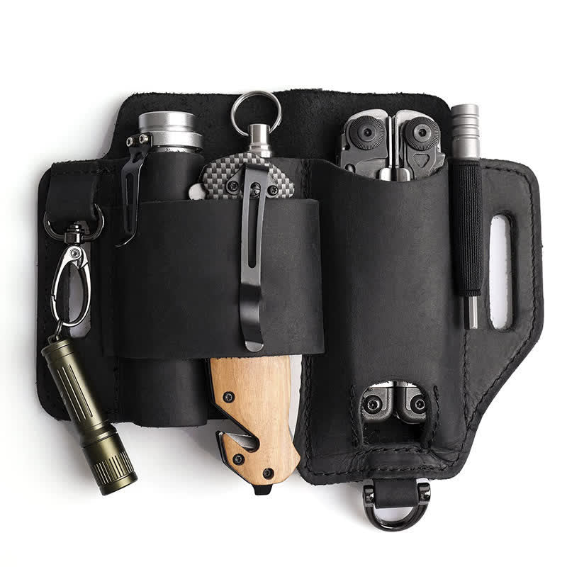 Multifunctional EDC Tools Organizer Leather Belt Bag - image 0