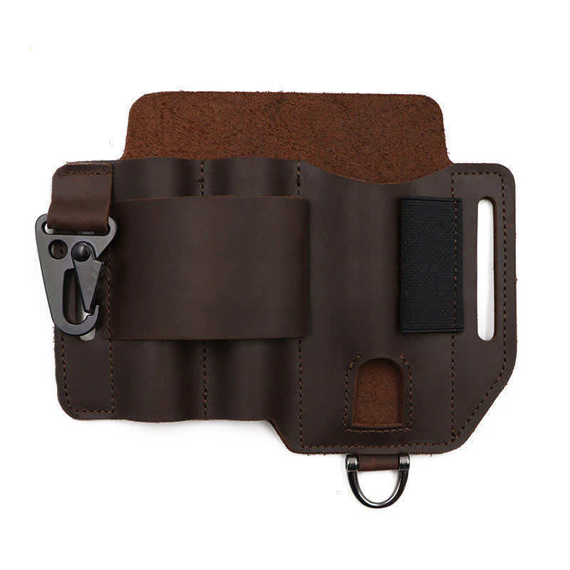 Multifunctional EDC Tools Organizer Leather Belt Bag - Brown - image 5