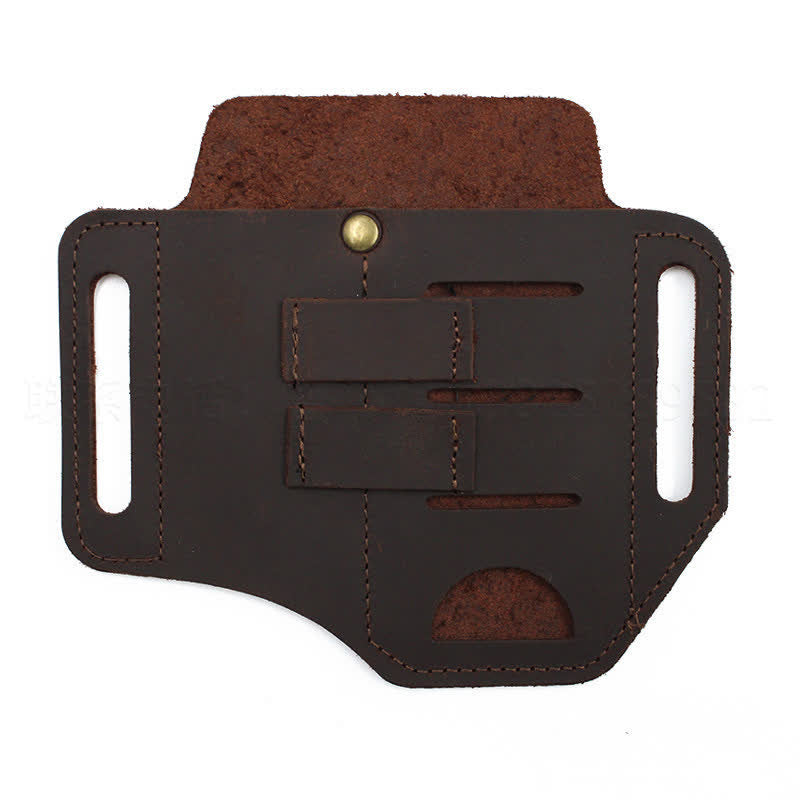 Practical 3 In 1 Tools Waist Holster Leather Belt Bag - Brown - image 2