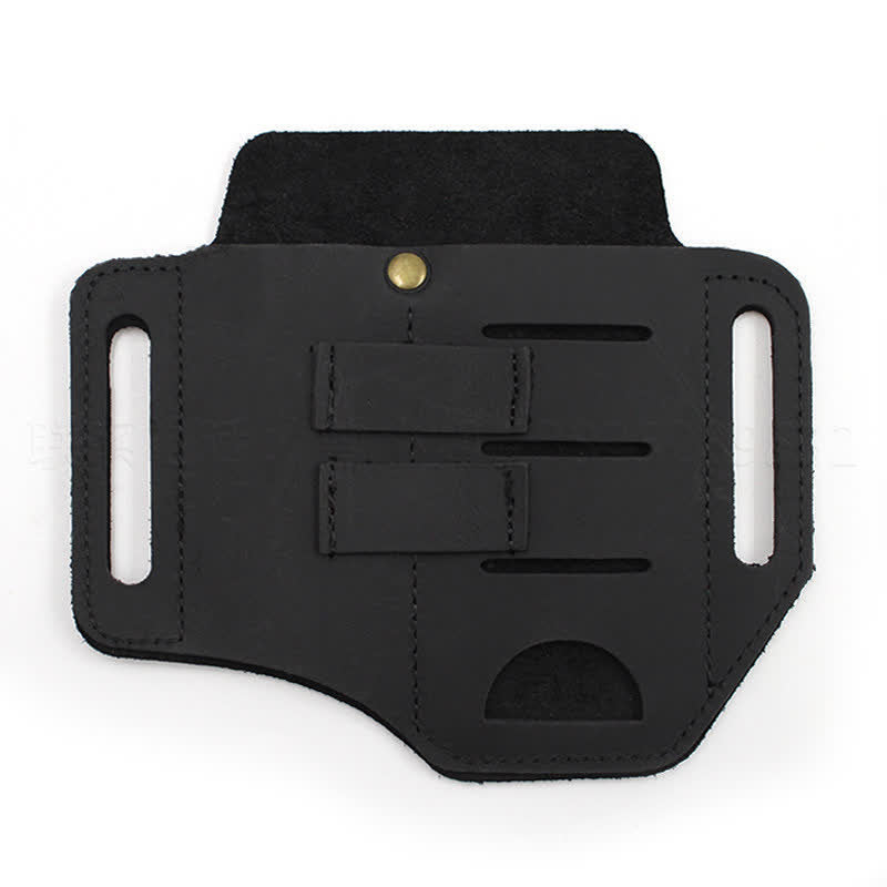 Practical 3 In 1 Tools Waist Holster Leather Belt Bag - Black - image 7