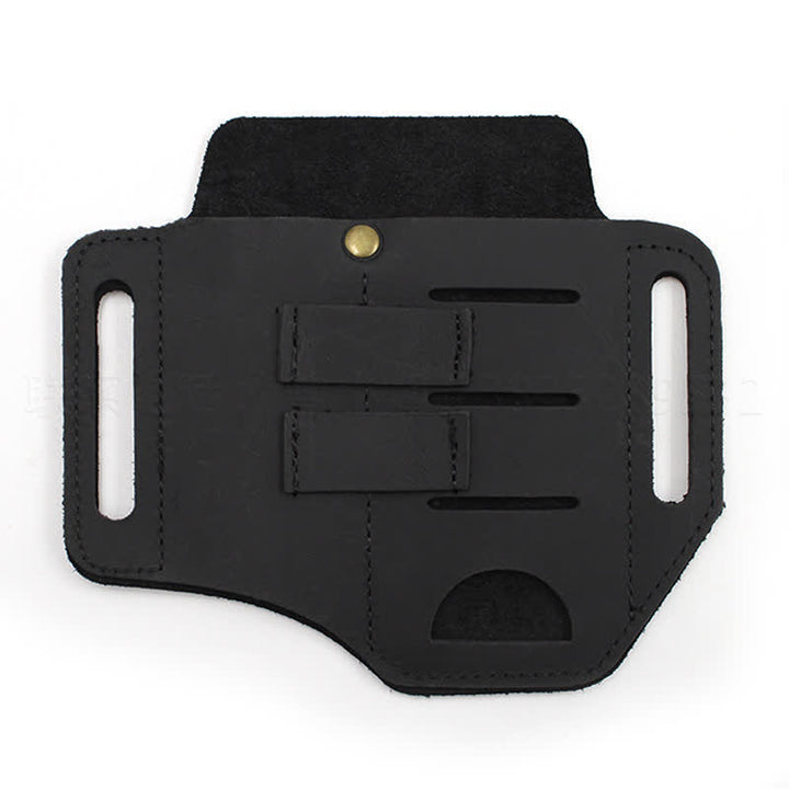 Practical 3 In 1 Tools Waist Holster Leather Belt Bag - Black - image 7