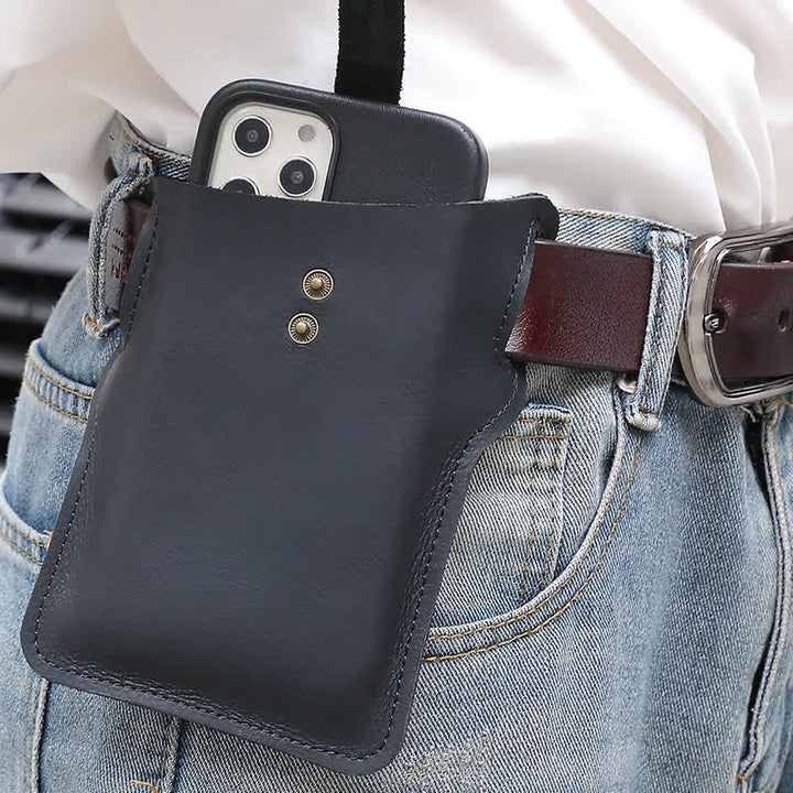 Retro Cell Phone Convenient Carry Leather Belt Bag - image 5