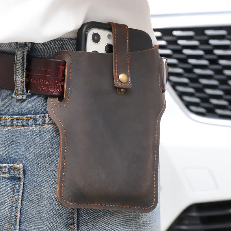 Retro Cell Phone Convenient Carry Leather Belt Bag - image 14