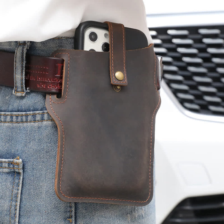 Retro Cell Phone Convenient Carry Leather Belt Bag - image 14
