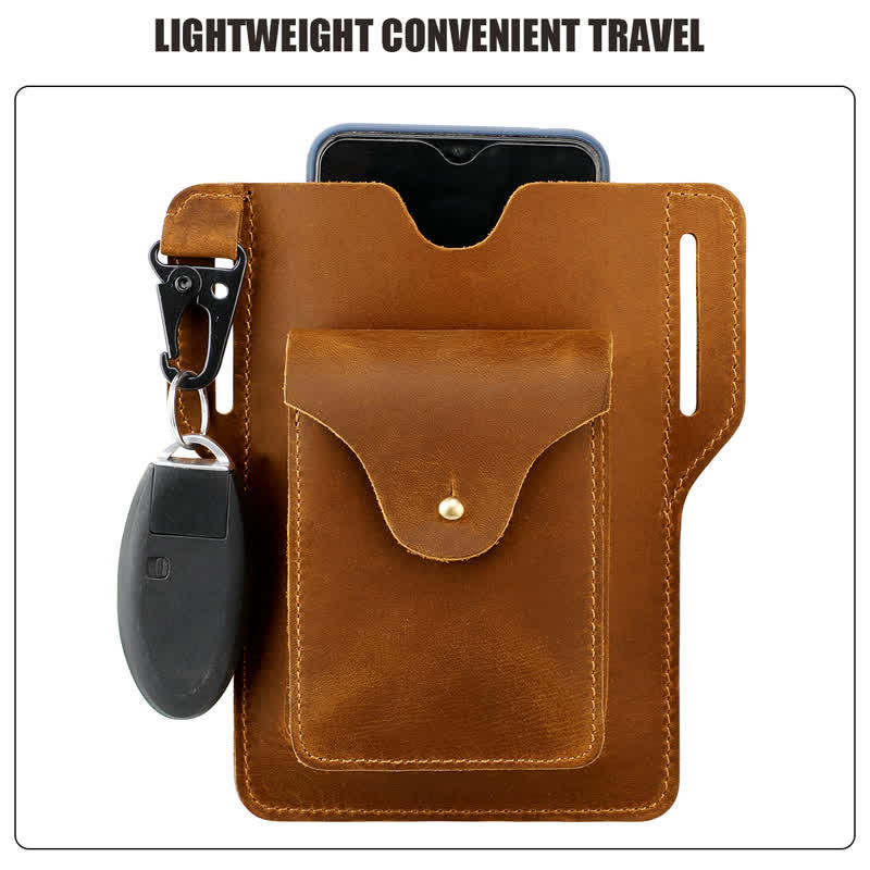 Outdoor Mobile Phone Holster Keychains Leather Belt Bag - image 1