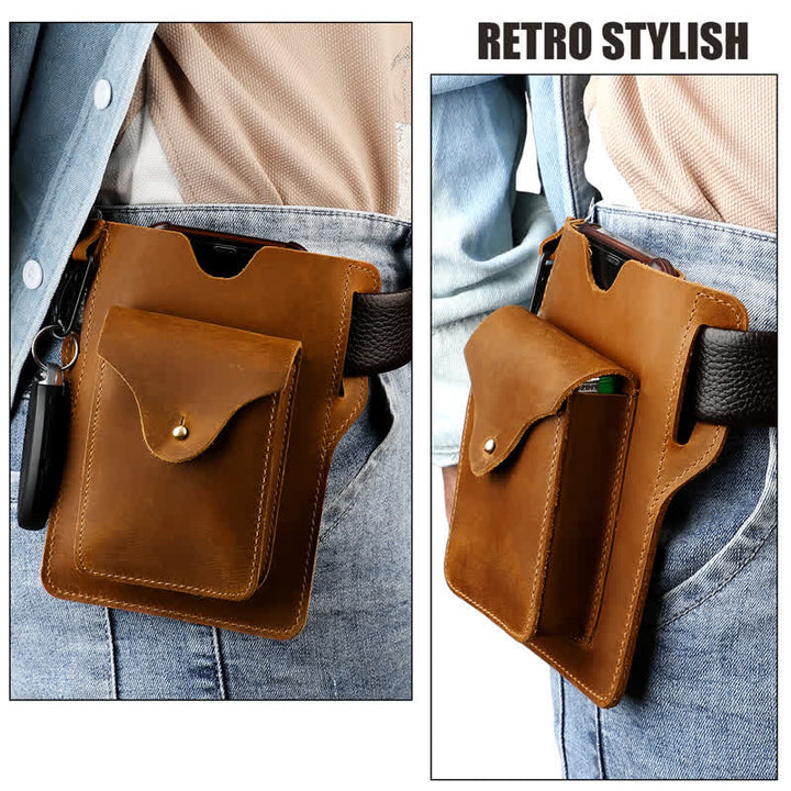 Outdoor Mobile Phone Holster Keychains Leather Belt Bag - image 2