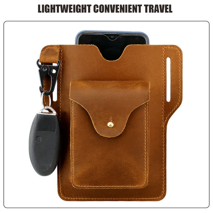 Outdoor Mobile Phone Holster Keychains Leather Belt Bag - image 1