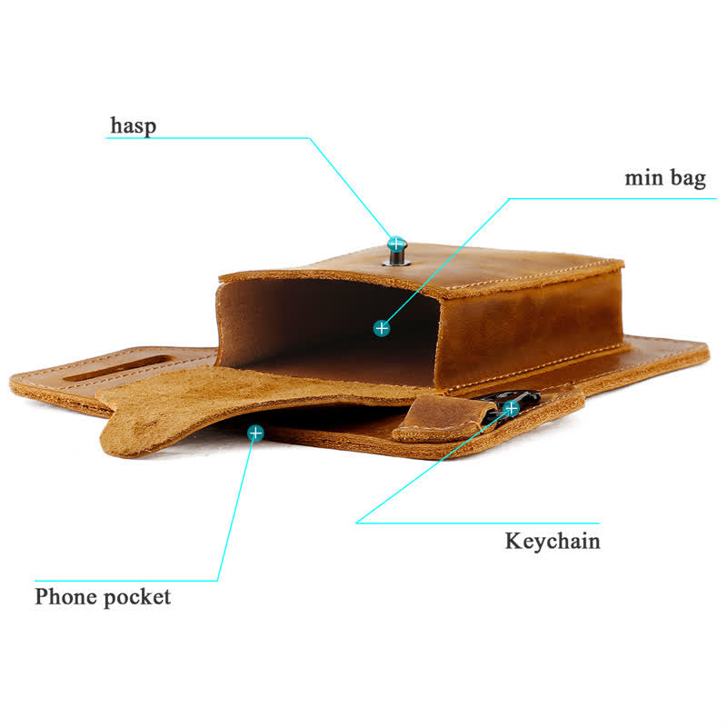 Outdoor Mobile Phone Holster Keychains Leather Belt Bag - image 6