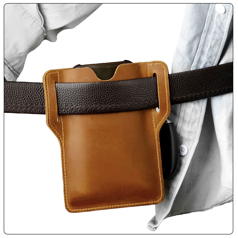 Outdoor Mobile Phone Holster Keychains Leather Belt Bag - image 3