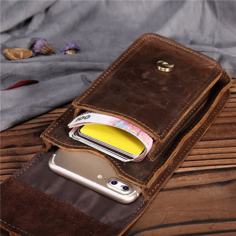 Travel Waist Hanging Pack Hook Leather Belt Bag - image 1