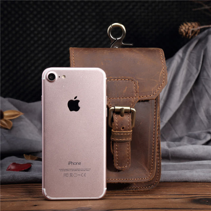 Travel Waist Hanging Pack Hook Leather Belt Bag - image 2