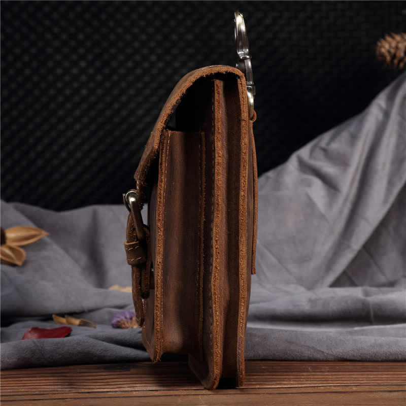 Travel Waist Hanging Pack Hook Leather Belt Bag - image 4