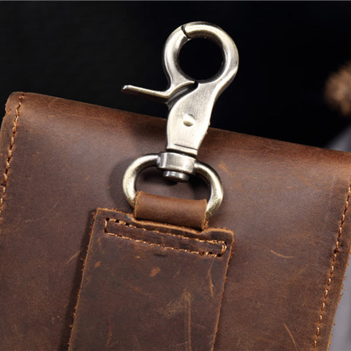 Travel Waist Hanging Pack Hook Leather Belt Bag - image 8