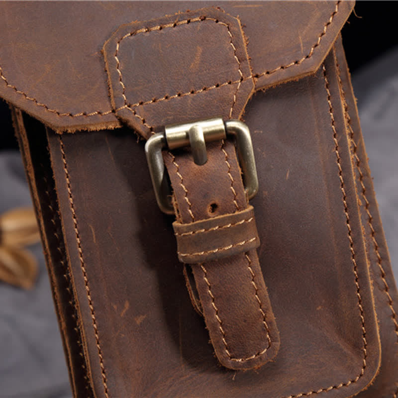 Travel Waist Hanging Pack Hook Leather Belt Bag - image 6