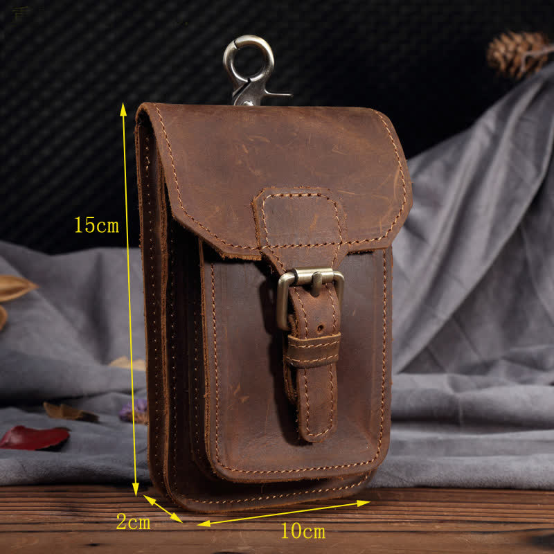 Travel Waist Hanging Pack Hook Leather Belt Bag - image 3
