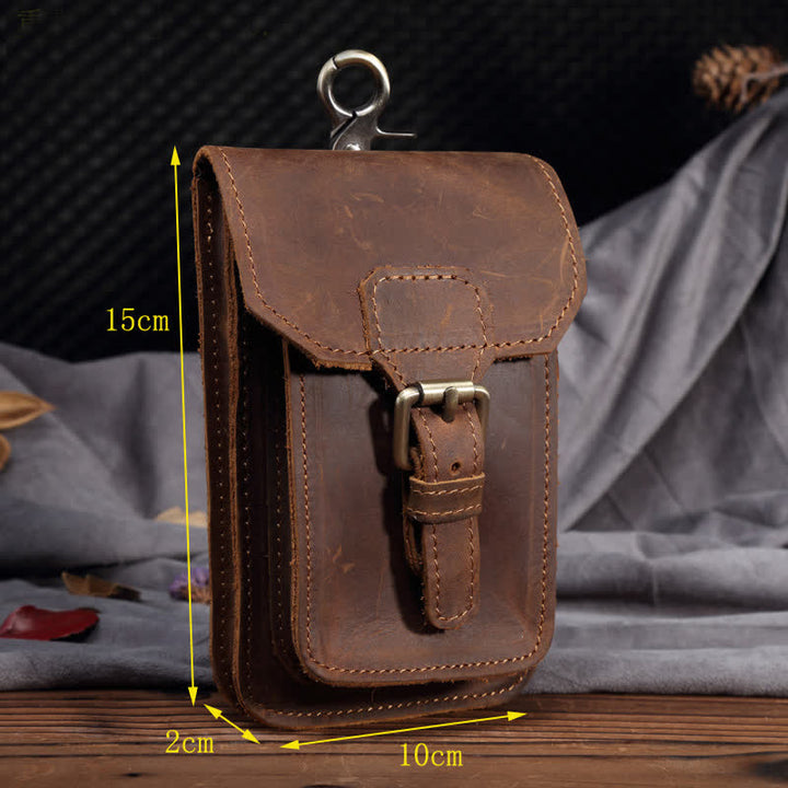 Travel Waist Hanging Pack Hook Leather Belt Bag - image 3