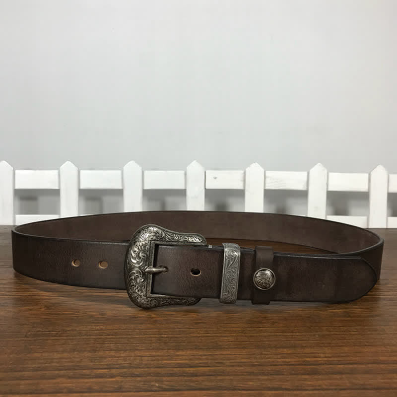 Engraved Floral Indian Element Loop Leather Belt - image 16