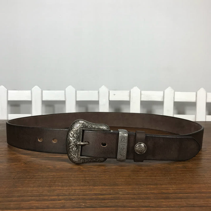 Engraved Floral Indian Element Loop Leather Belt - image 16