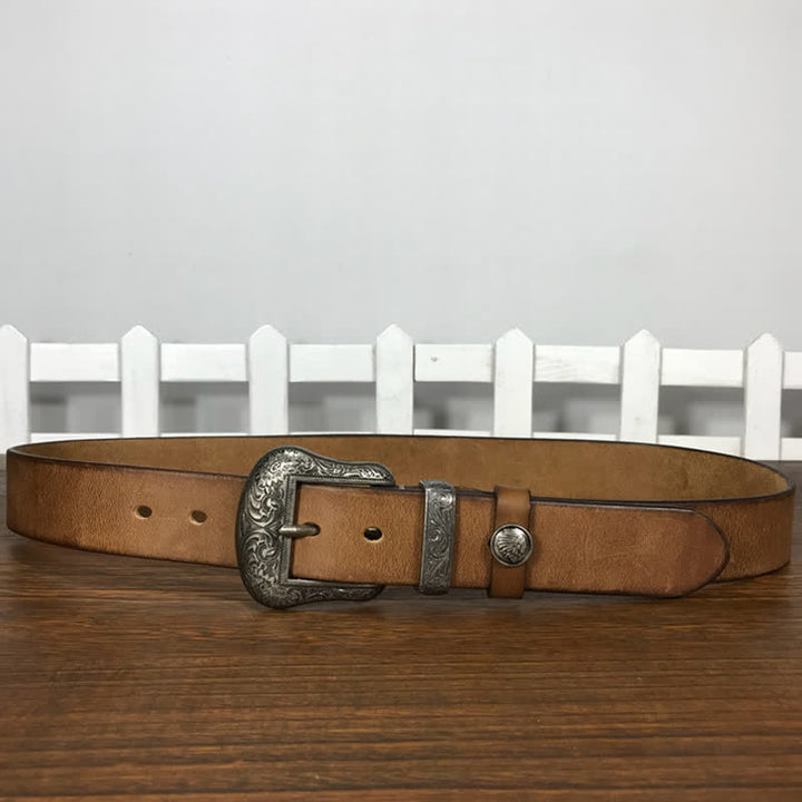 Engraved Floral Indian Element Loop Leather Belt - image 6