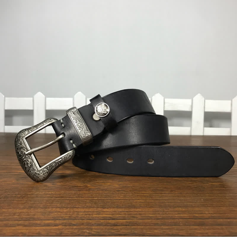 Engraved Floral Indian Element Loop Leather Belt - image 9