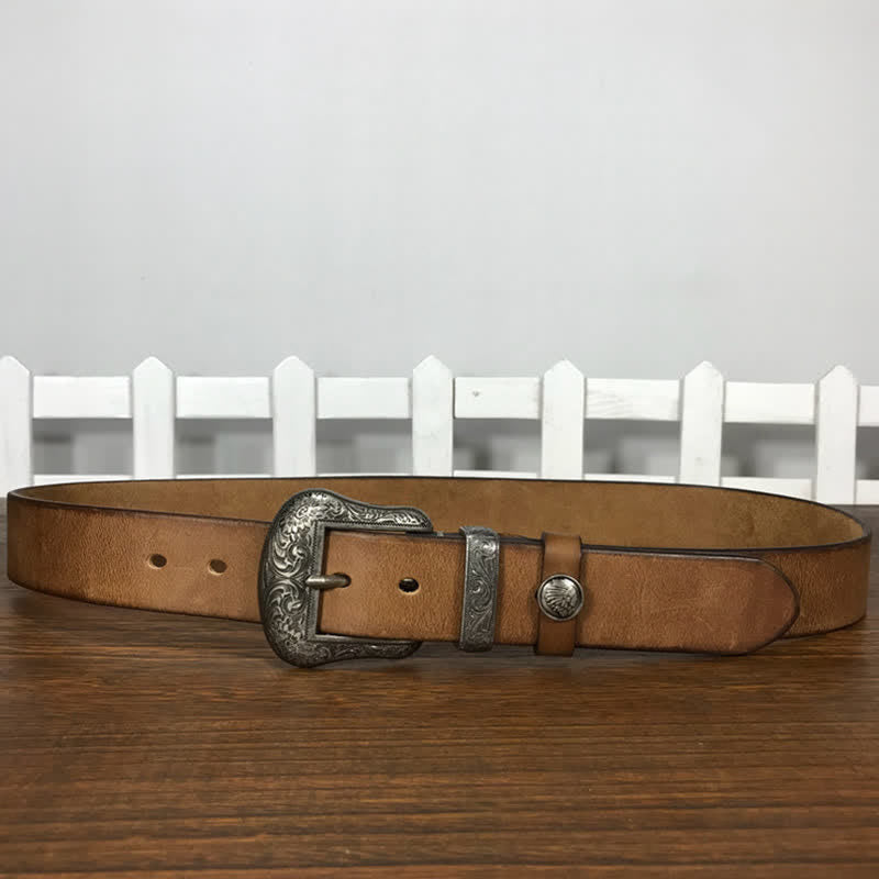 Engraved Floral Indian Element Loop Leather Belt - image 6