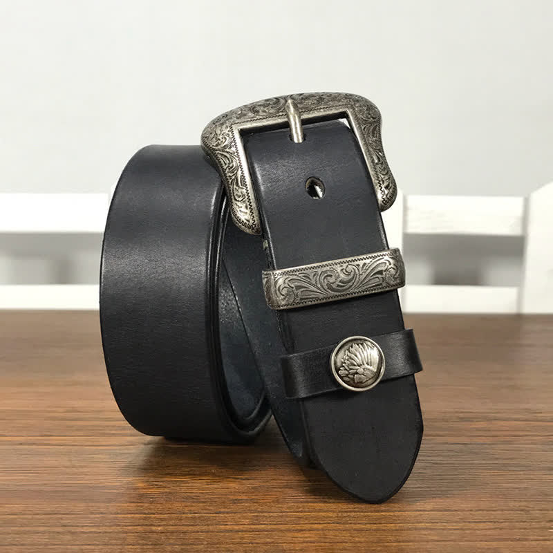 Engraved Floral Indian Element Loop Leather Belt - image 10