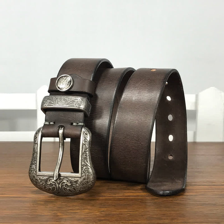 Engraved Floral Indian Element Loop Leather Belt - image 13