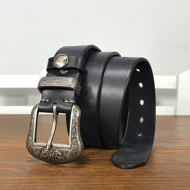 Engraved Floral Indian Element Loop Leather Belt - image 8