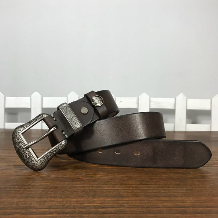 Engraved Floral Indian Element Loop Leather Belt - image 14