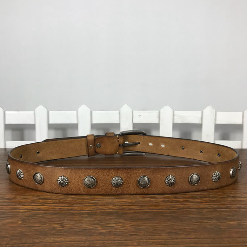 Retro Metal Rivet Studded Casual Jeans Leather Belt - image 3