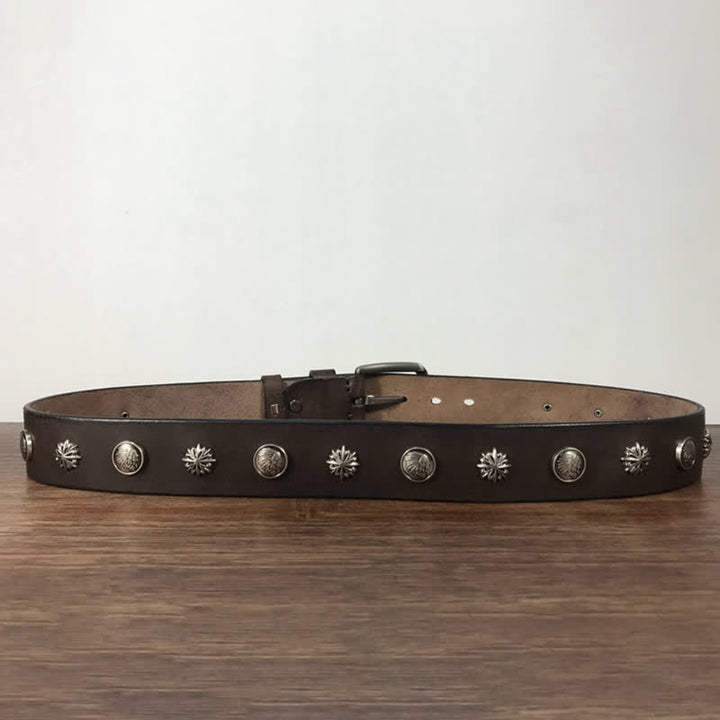 Retro Metal Rivet Studded Casual Jeans Leather Belt - image 8