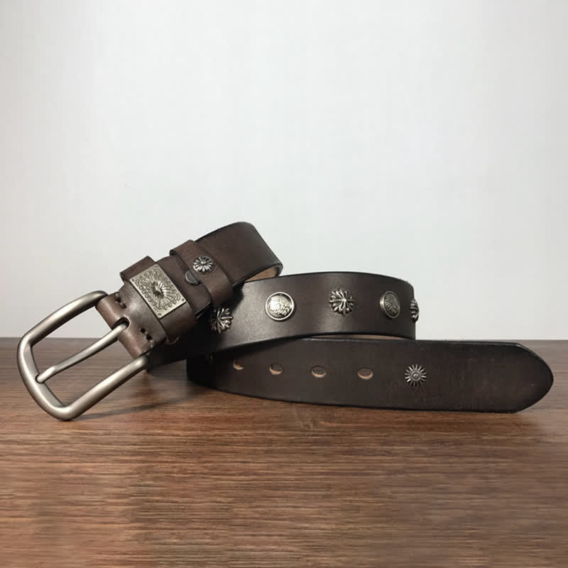 Retro Metal Rivet Studded Casual Jeans Leather Belt - image 6