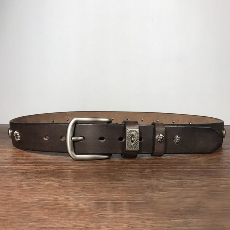 Retro Metal Rivet Studded Casual Jeans Leather Belt - image 9